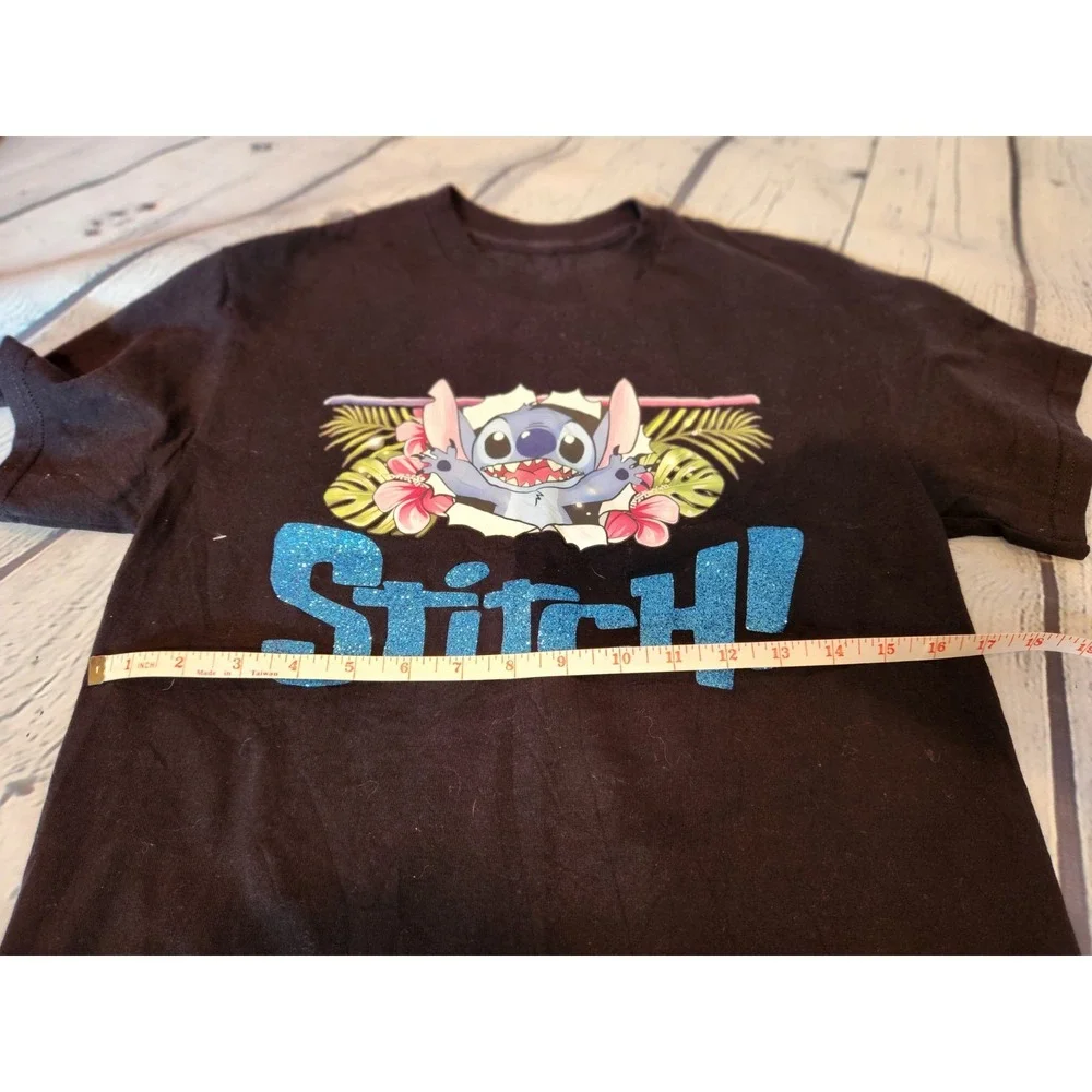 STITCH‎ Kids Tshirt Black Sparkly Graphic Glitter Estimated Kids Medium (6-8)